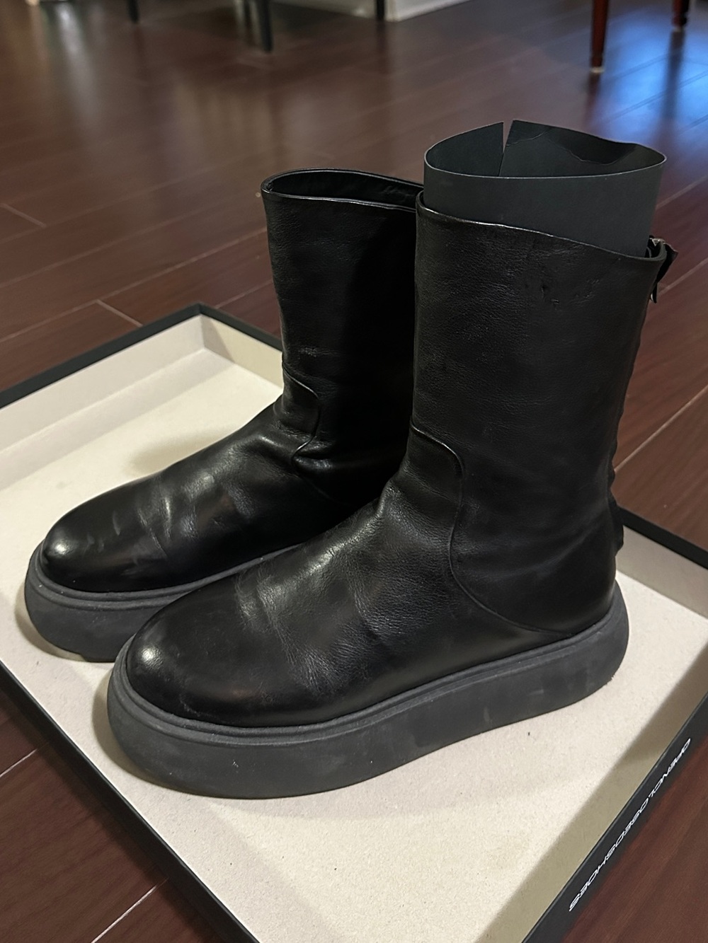 Black Leather Platform Ankle Boots - Women's OpenClosedShoes